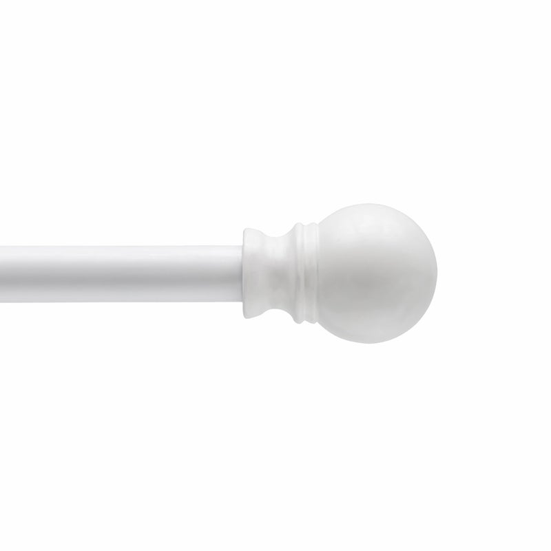 Kenney KN55250 Davenport Ball End Petite CafÃ© Decorative Window Curtain Rod, 28-48" Adjustable Length, White Finish, 1/2" Diameter Steel Tube - Image 1